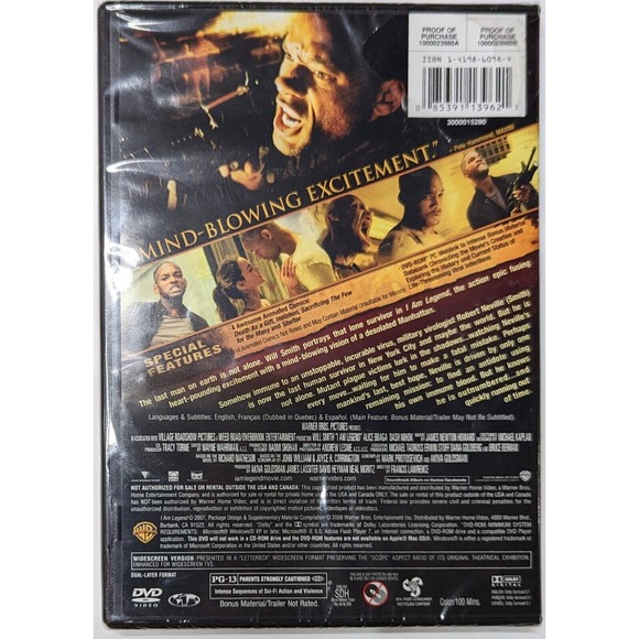 I Am Legend (DVD, 2008, Widescreen Edition) Will Smith NEW Sealed - Picture 2 of 3